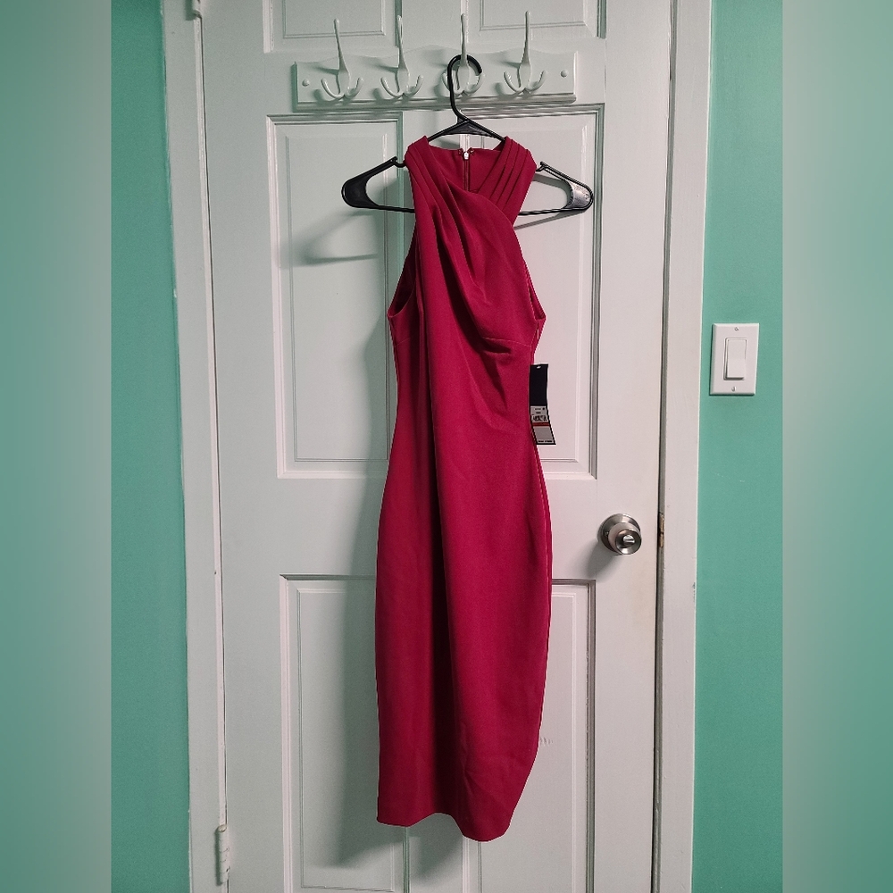 NWT XS Rachel Roy Magenta Halter Sheath Dress